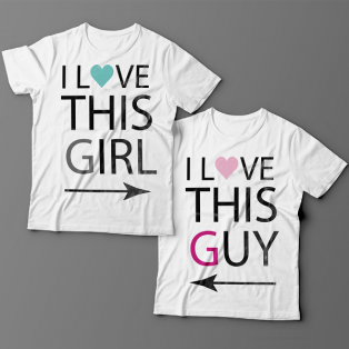 Парные футболки для влюбленных "I LOVE THIS GIRL/GUY" ("Я люблю эту\этого девчонку\парня")